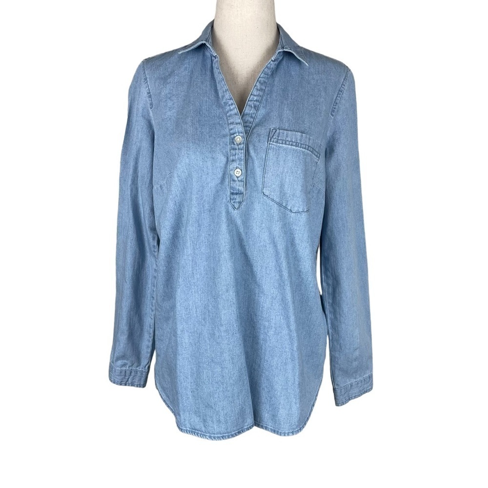 J Crew Chambray Long Sleeve Top